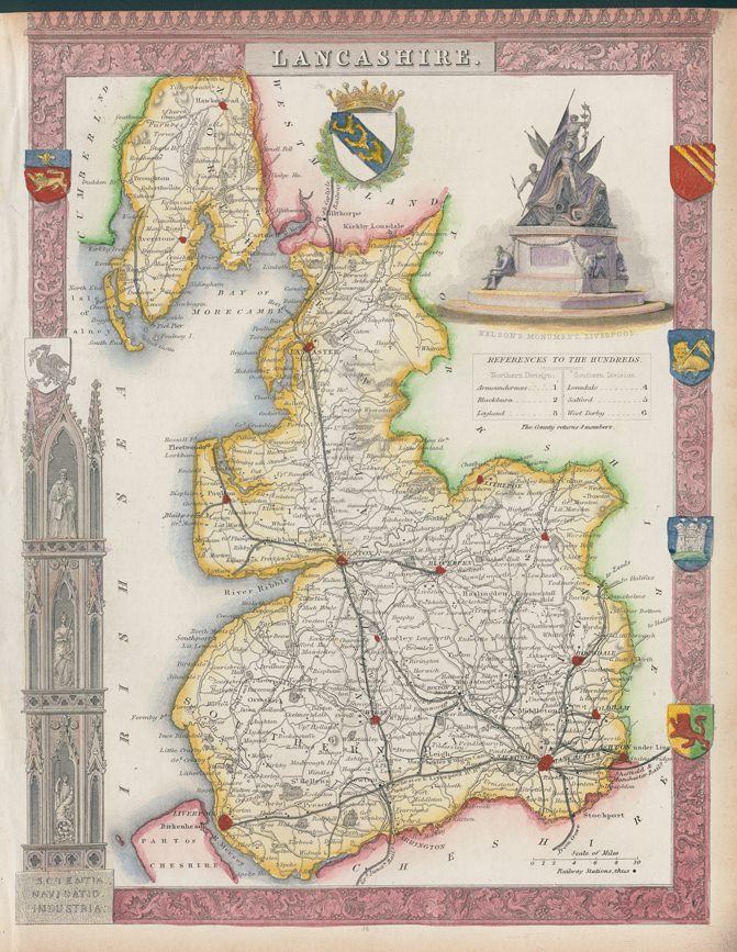 Lancashire, Moule map, 1850