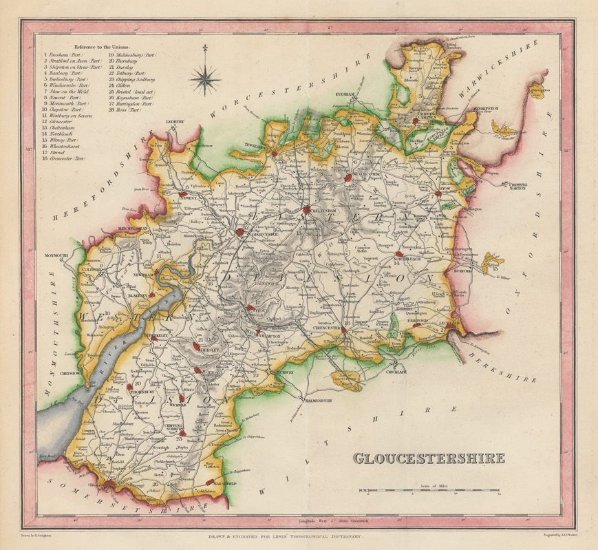 Gloucestershire map, c1848