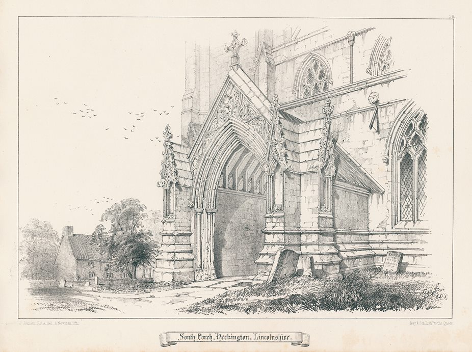 Lincolnshire, Heckington, south porch of St Andrew's Church, 1858