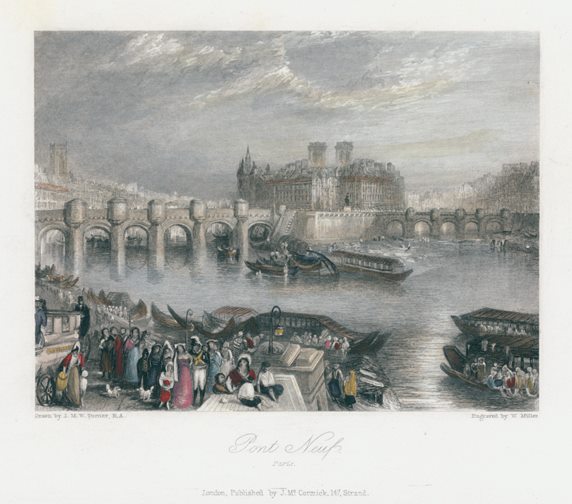France, Paris, Pont Neuf, on the Seine, after Turner, 1835