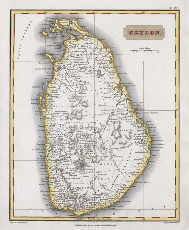 Sri Lanka (Ceylon) map, 1817