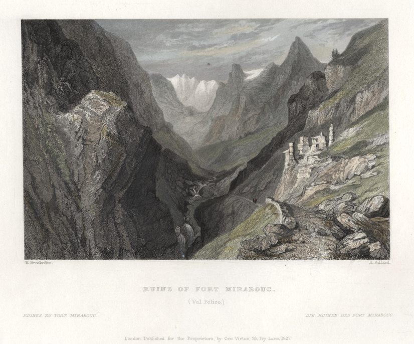 Italy, Val Pelice, Ruins of Fort Mirabouc, 1836