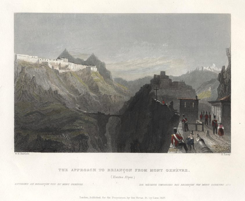France, approach to Briancon from Mt.Genevre, 1836