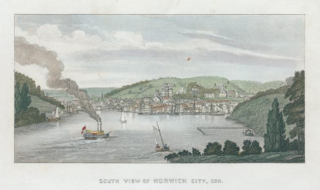 USA, CT, Norwich City view, 1838