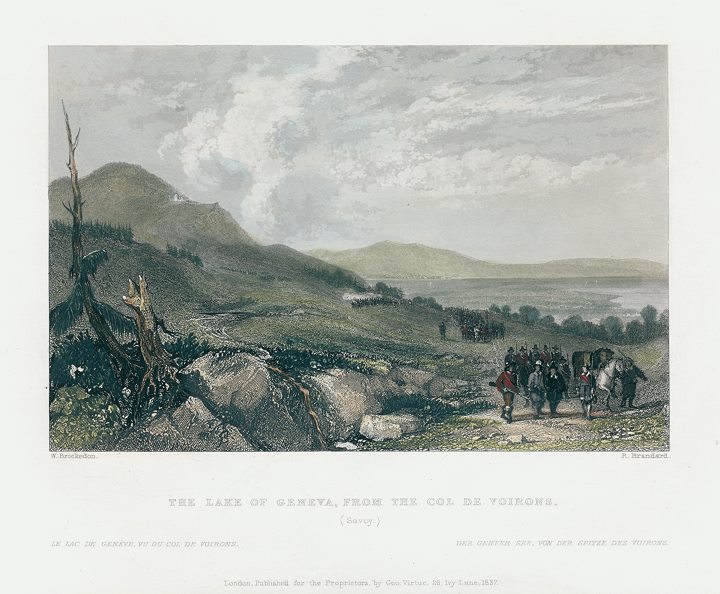 France, Savoy, Lake Geneva from Col de Voirons, 1836