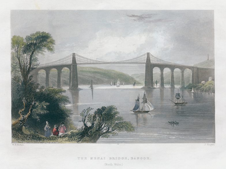 North Wales, The Menai Bridge, Bangor, 1841