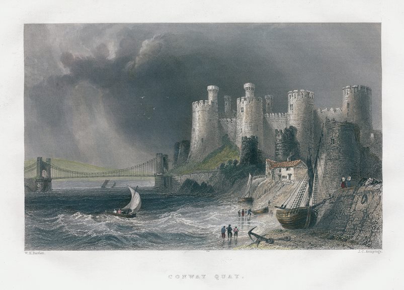 Wales, Conway Castle & Quay, 1841