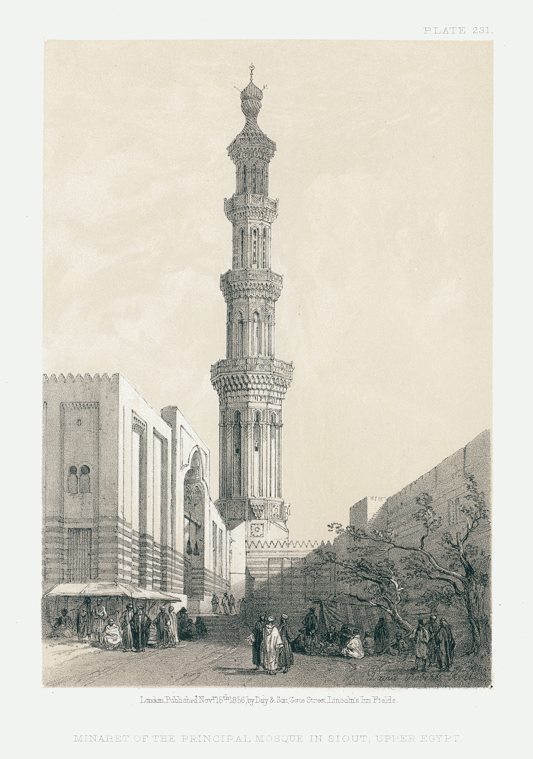 Egypt, Siout, Mosque Minaret, after David Roberts, 1868
