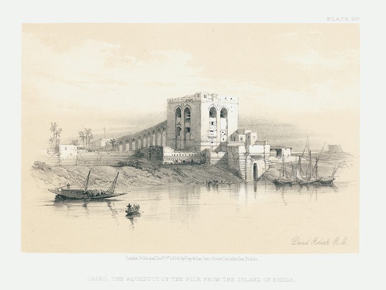 Egypt, Aqueduct of the Nile from Rhoda, after David Roberts, 1868