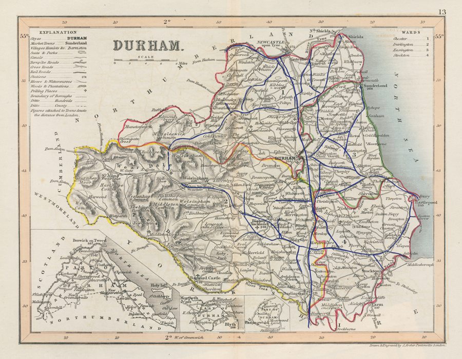 Durham county map, 1848