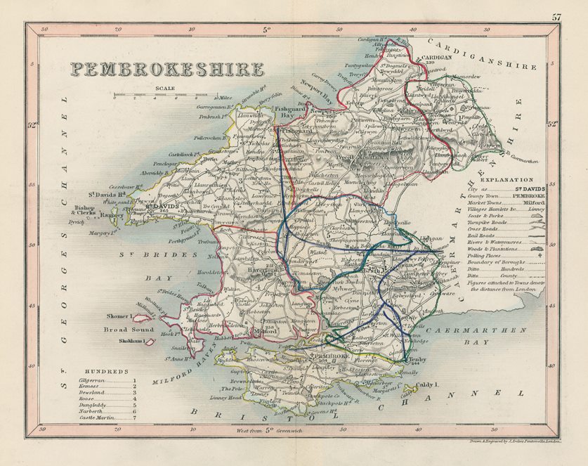 Pembrokeshire map, 1848