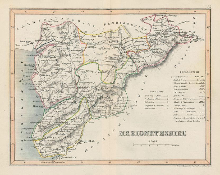 Merionethshire map, 1848