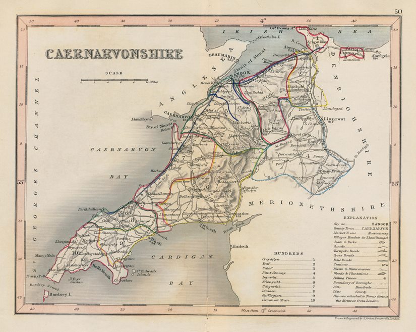 Carnarvonshire map, 1848