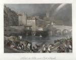 France, Paris, Hotel de Ville and Pont d'Arcole, 1835