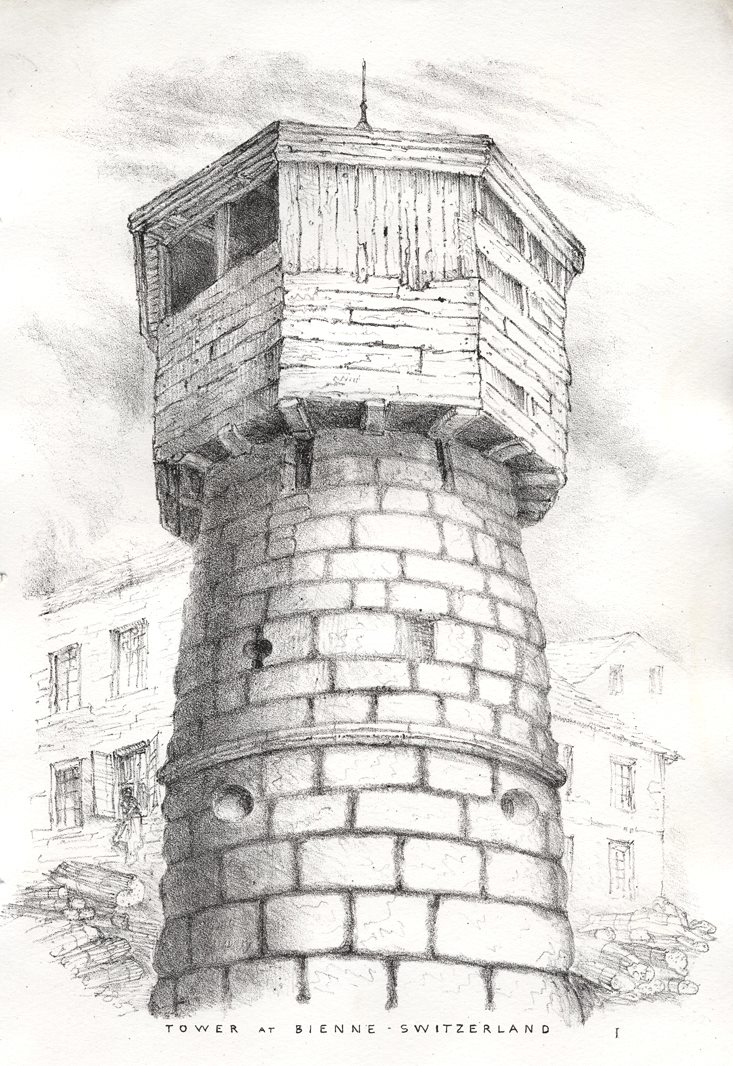 Switzerland, Tower at Bienne, c1830