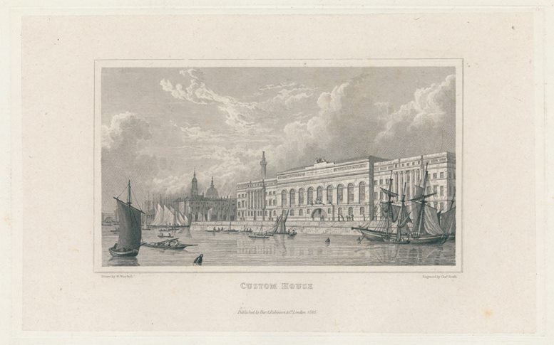 London, Custom House, 1825