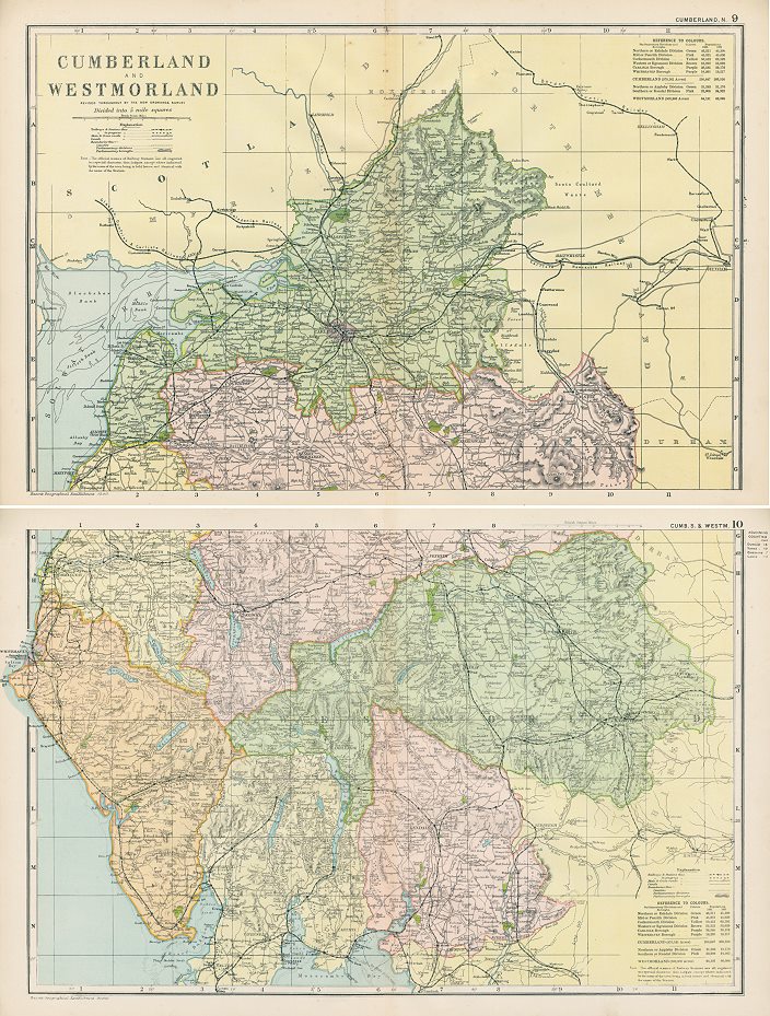 Cumberland & Westmoreland map (on 2 sheets), 1901