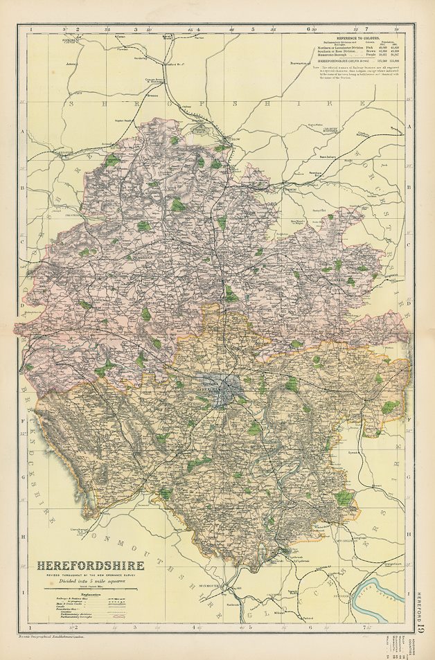 Herefordshire map, 1901