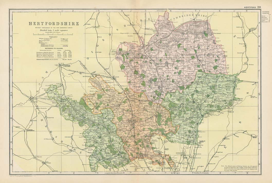 Hertfordshire map, 1901
