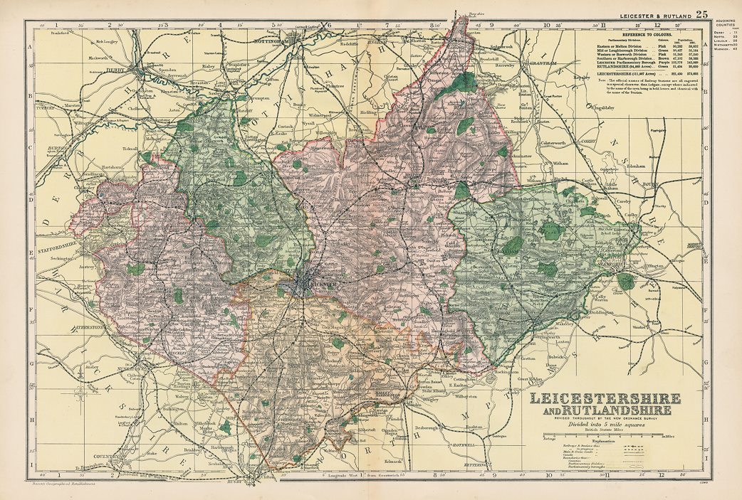 Leicestershire & Rutland map, 1901