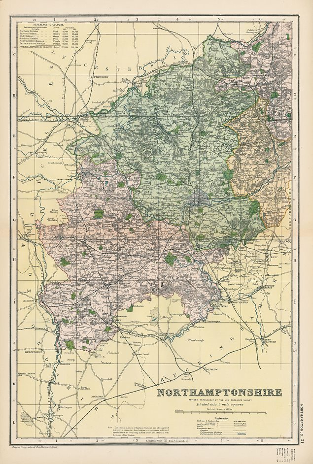 Northamptonshire map (southern), 1901