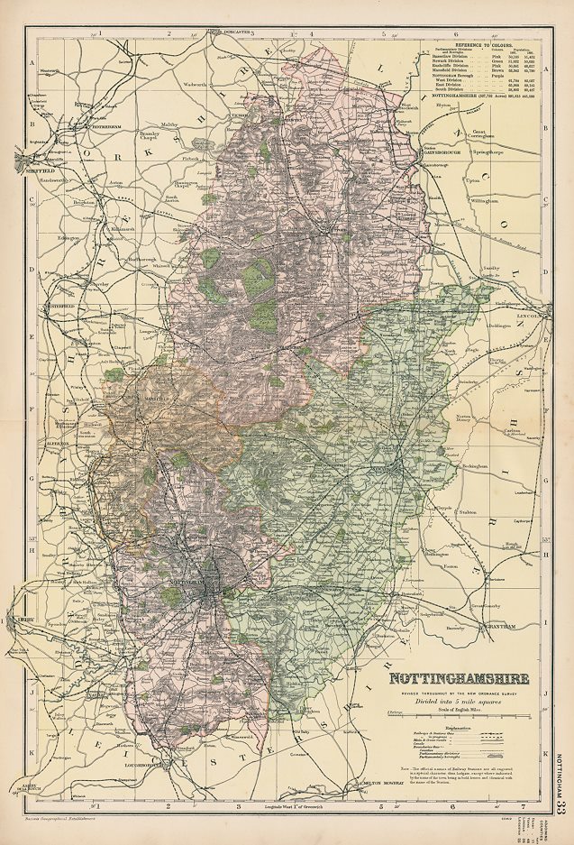 Nottinghamshire map, 1901