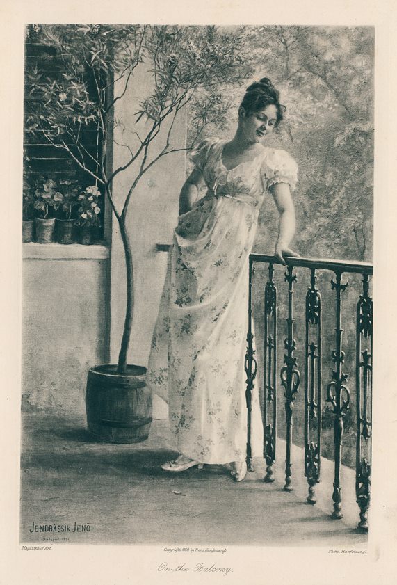 'On the Balcony' photogravure after Jendrassik Jeno, 1896