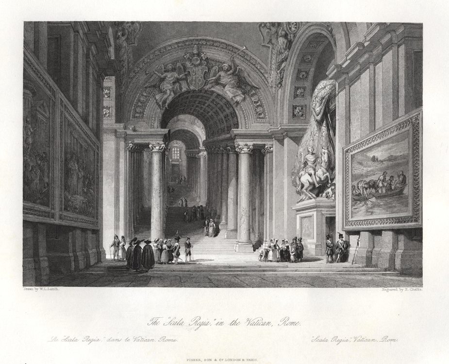 Italy, the 'Scala Regia' in the Vatican, Rome, 1840