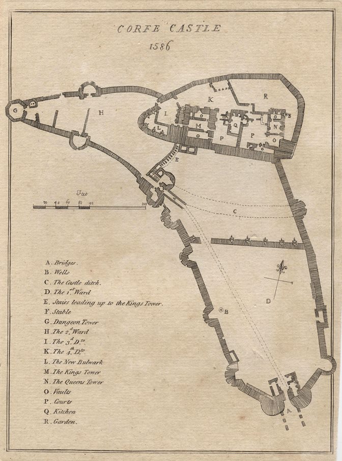 Dorset, Corfe Castle plan, 1784