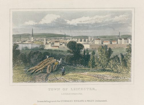 Leicester city view, 1848