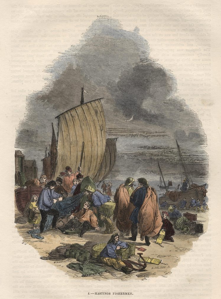 Sussex, Fishermen at Hastings, 1850