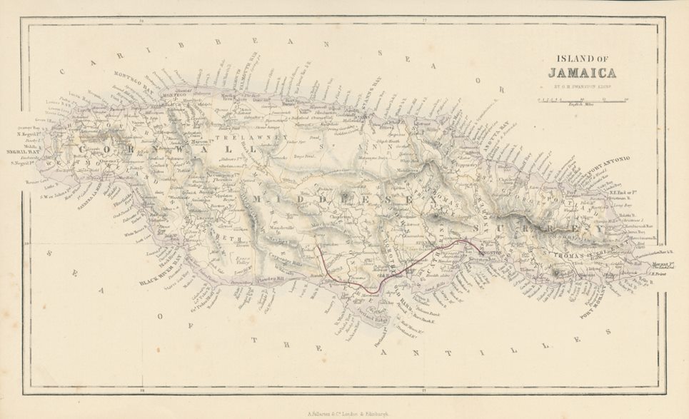 Jamaica map, 1856