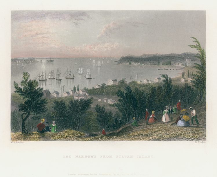 USA, The Narrows from Staten Island, 1840
