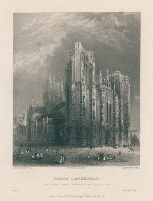 Somerset, Wells Cathedral, west front, 1836