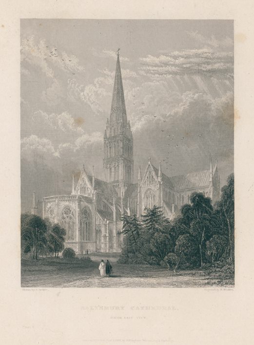 Wiltshire, Salisbury Cathedral, South East view, 1836