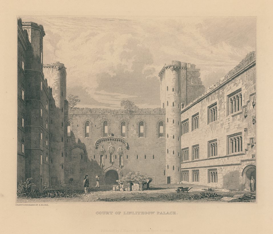 Scotland, Court of Linlithgow Palace, 1828 / c1860