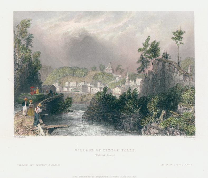 USA, NY, Village of Little Falls on the Mohawk, 1840