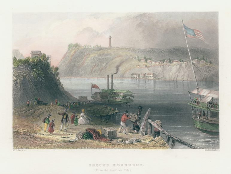 USA, Brock's Monument, from the American Side, 1840