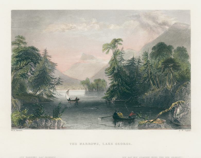 USA, NY, The Narrows on Lake George, 1840