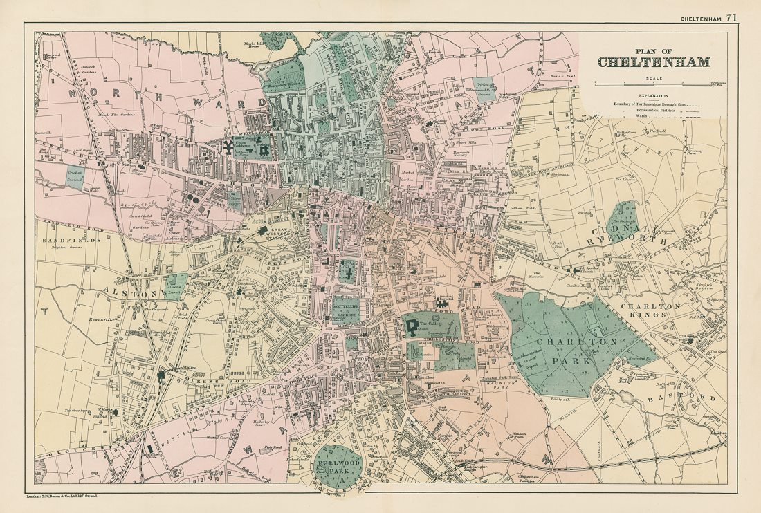 Gloucestershire, Cheltenham plan, about 1895