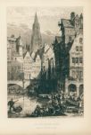 Germany, An Old Hanse-Town, etching by Axel Haig, 1883