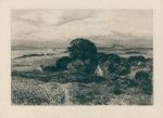 Edinburgh, distant view, etching by Brunet-Debaines afte Bough, 1878