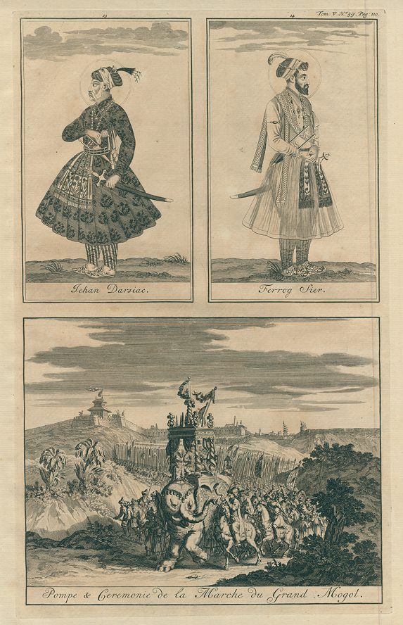 India, March of the Grand Mughal & Mughal figures, Chatelain, c1715
