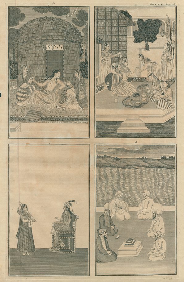 India, Four Mughal scenes, Chatelain, c1715