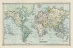 World map, on Mercator's Projection, 1843