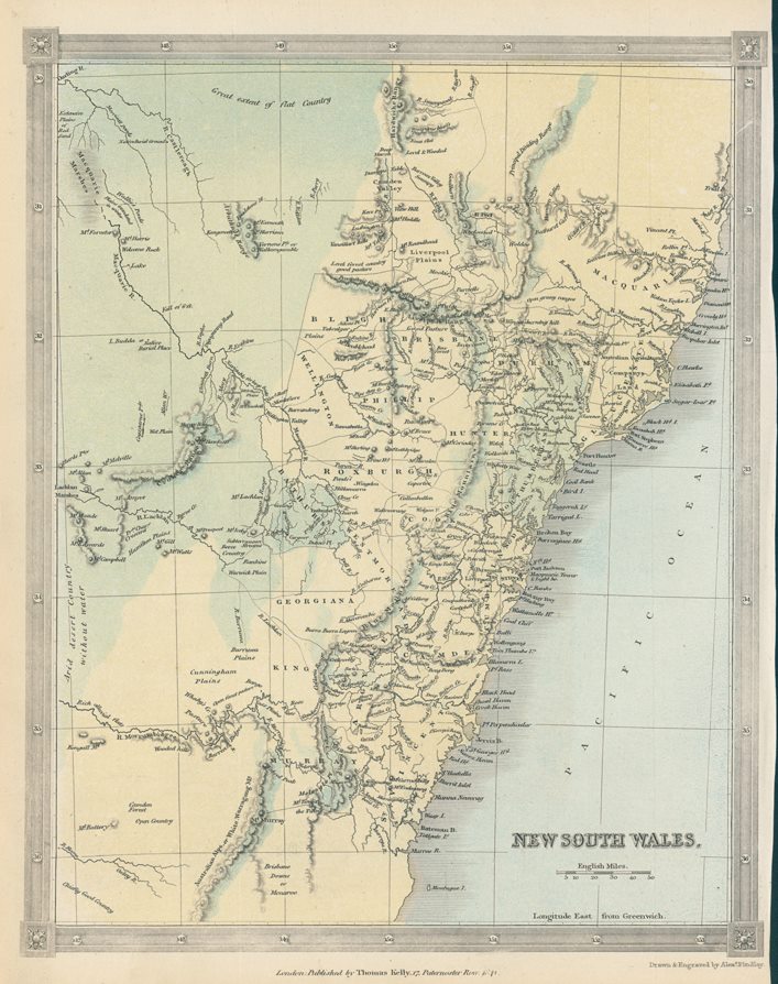 Australia, New South Wales map, 1843