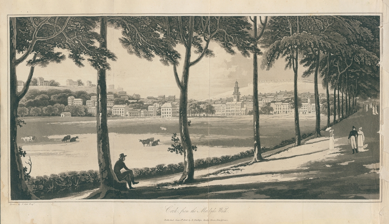 Ireland, Cork from the Mardyke Walk, scarce aquatint, 1806