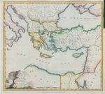 Biblical map of eastern Mediterranean Sea, Calmet, 1797