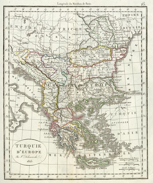 Turkey in Europe (including Greece, Macedonia, Albania, Bulgaria and Romania), Delamarche, 1826