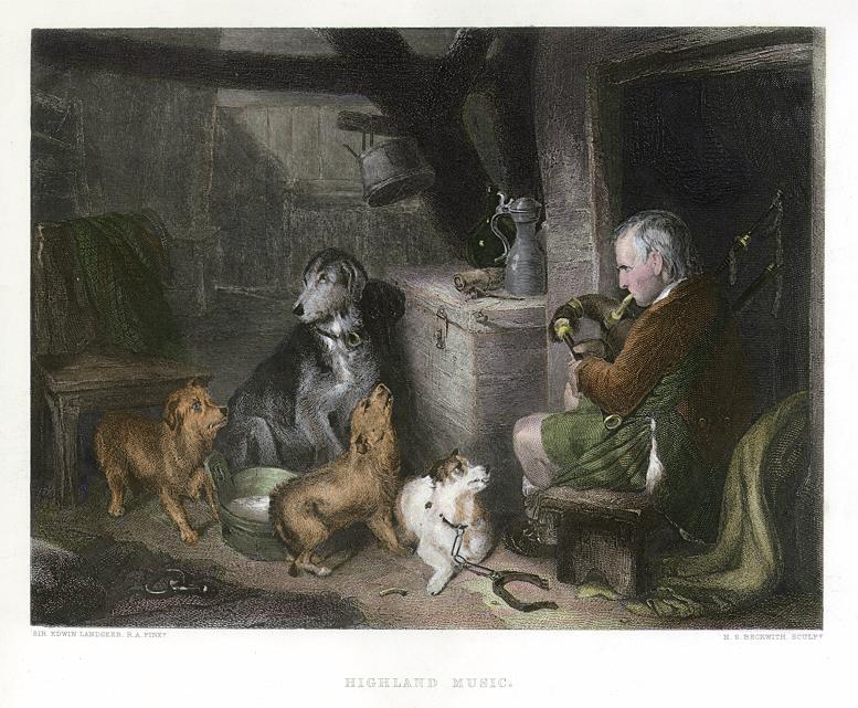 Highland Music (with bagpipes), after Landseer, 1850